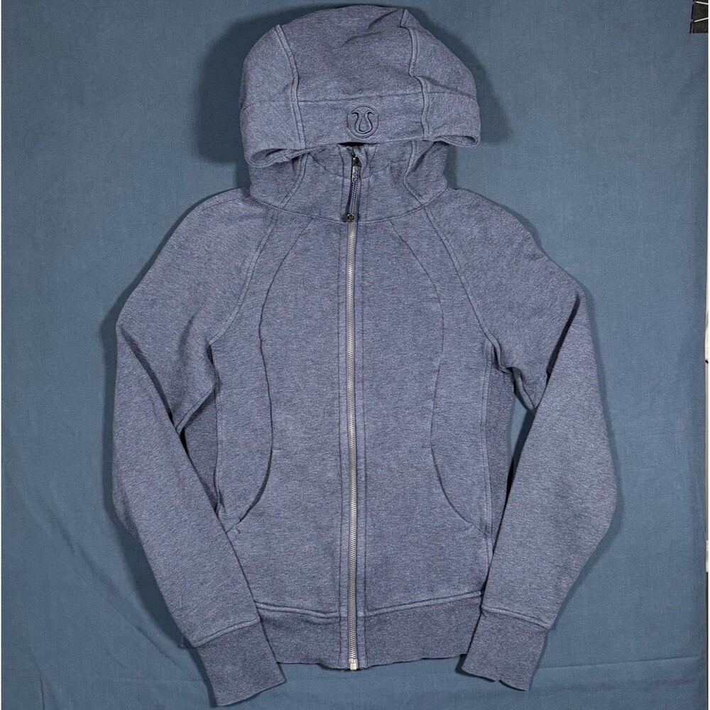 Lululemon Scuba Hoodie Full Zip Navy Blue Womens Size 6 Running Active Thumbhole